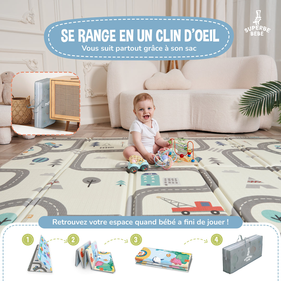 Tapis de Jeu en mousse, épais et pliable - Superbe Bébé#couleur_sea