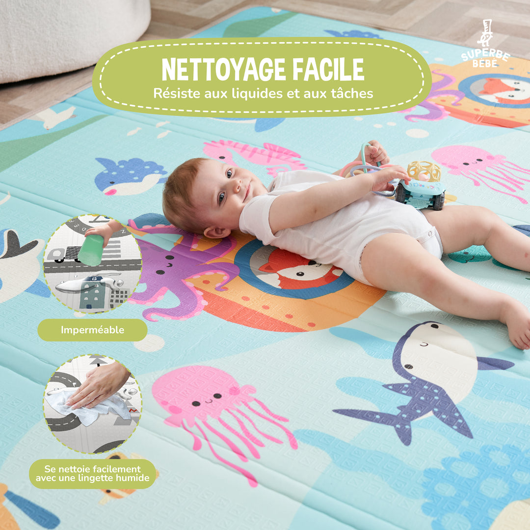 Tapis de Jeu en mousse, épais et pliable - Superbe Bébé#couleur_sea
