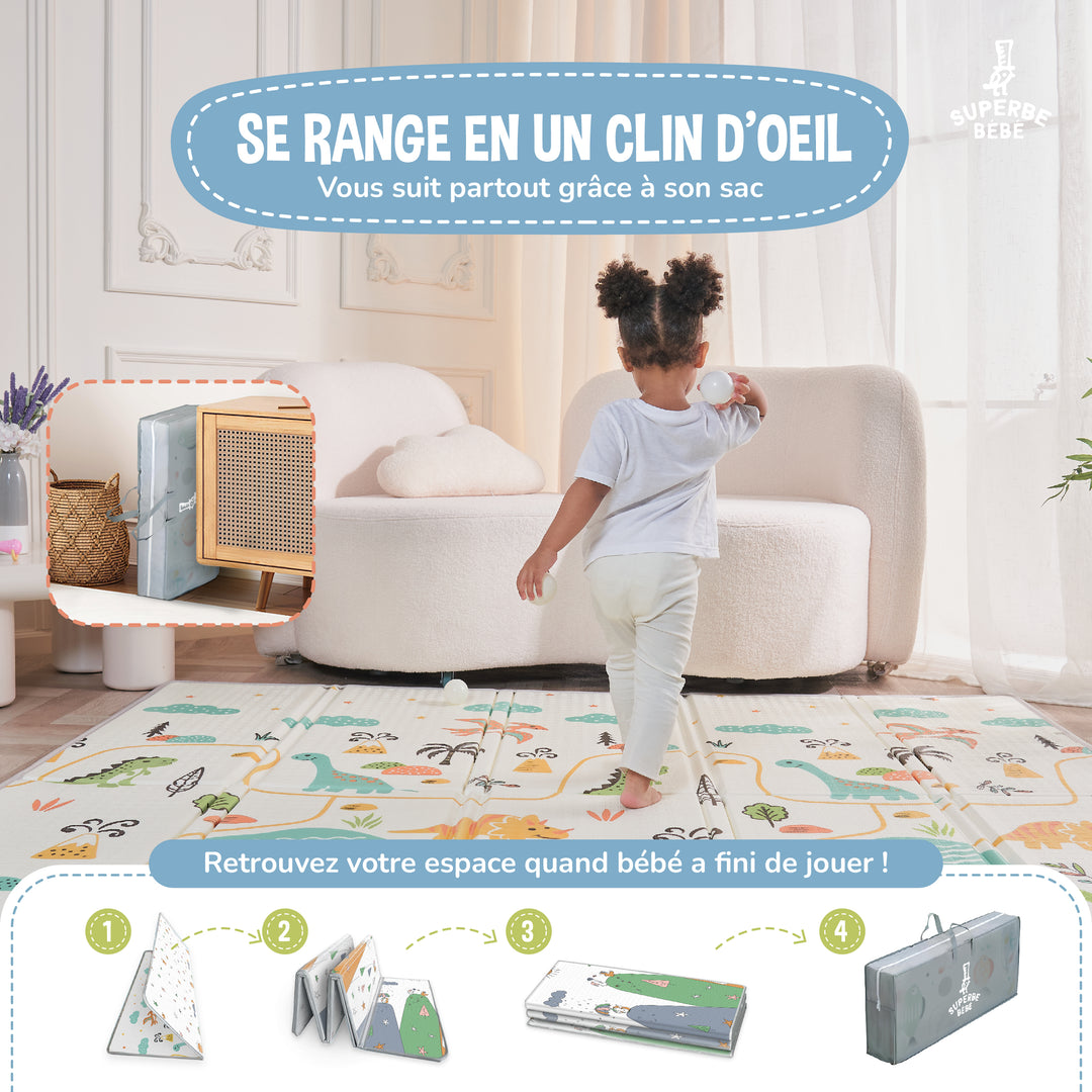 Tapis de Jeu en mousse, épais et pliable - Superbe Bébé#couleur_dino