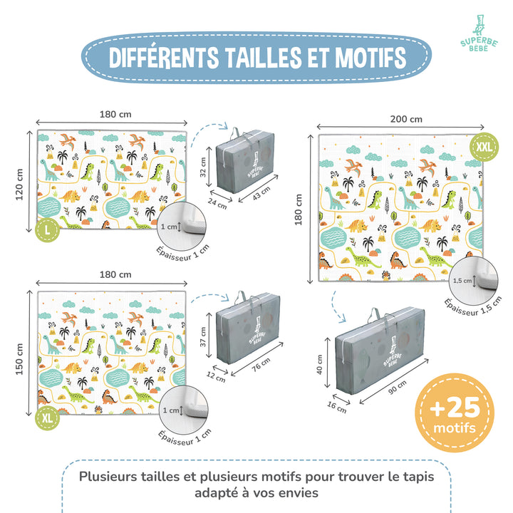 Tapis de Jeu en mousse, épais et pliable - Superbe Bébé#couleur_dino