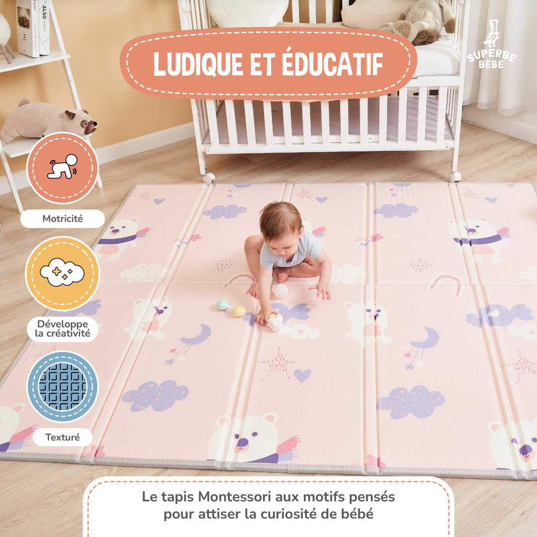 Tapis de Jeu en mousse, épais et pliable - Superbe Bébé#couleur_pink-panda