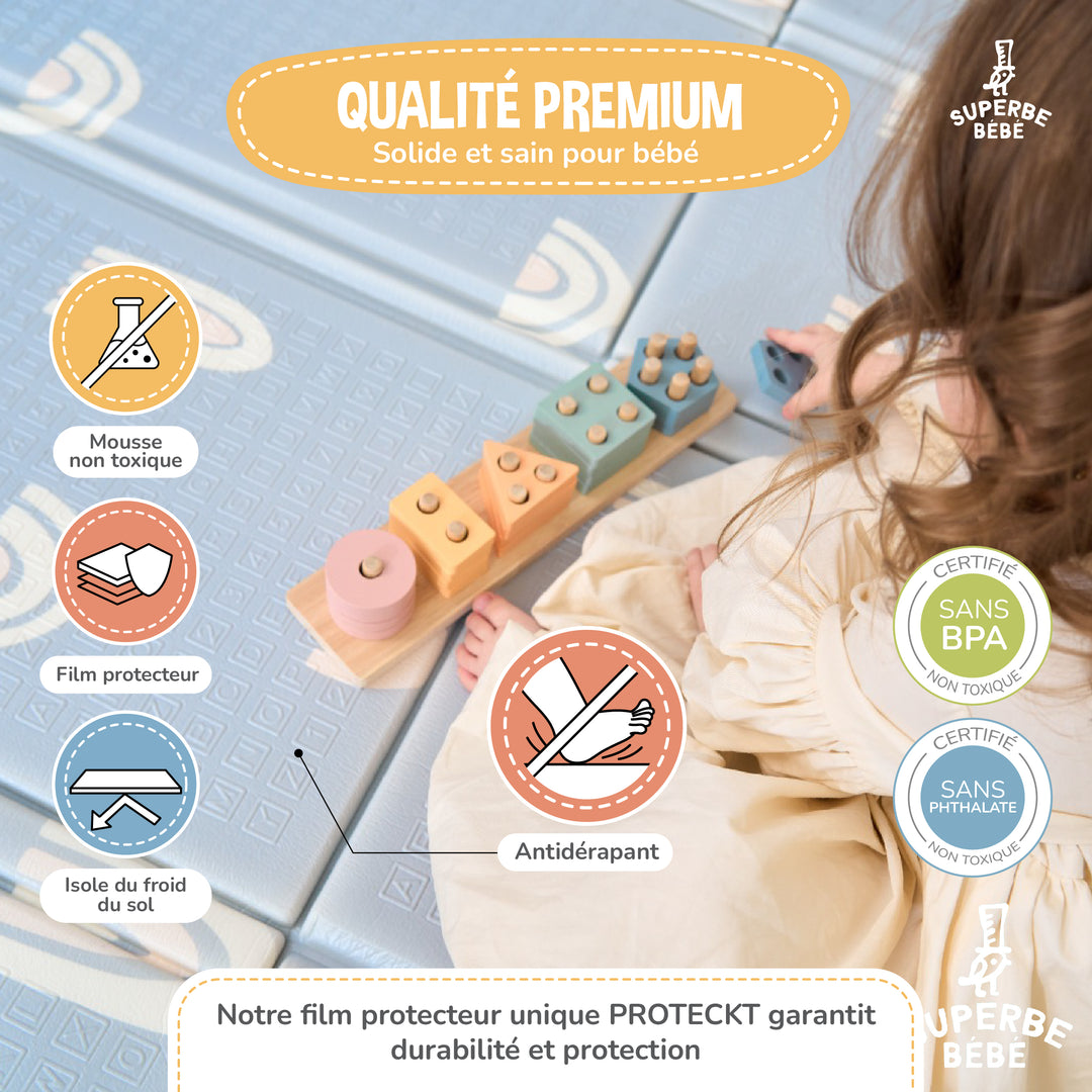 Tapis de Jeu en mousse, épais et pliable - Superbe Bébé#couleur_rainbow-sky