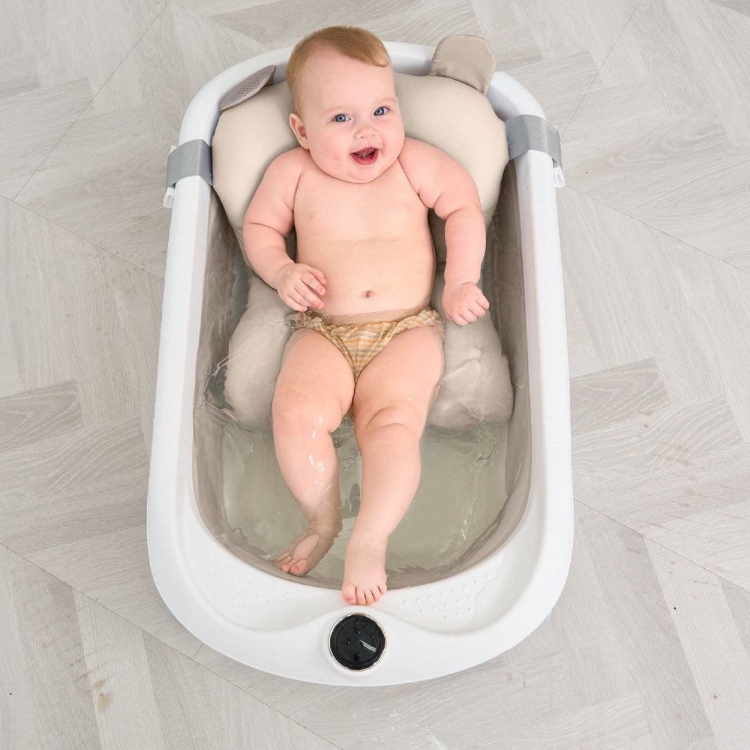 Baignoire bébé pliable - Thermomètre et coussin inclus#couleur_beige