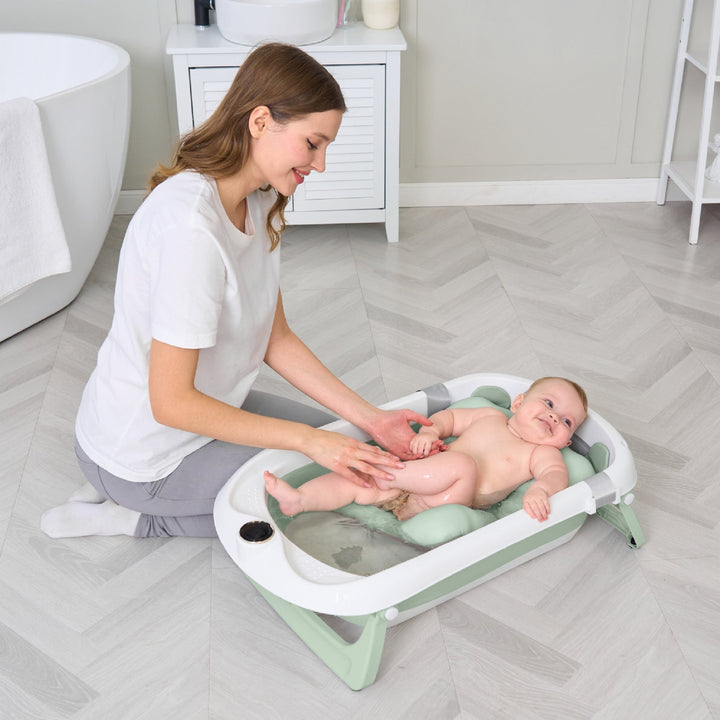 Baignoire bébé pliable - Thermomètre et coussin inclus#couleur_green