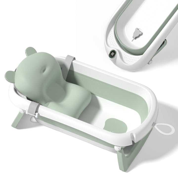 Baignoire bébé pliable - Thermomètre et coussin inclus#couleur_green