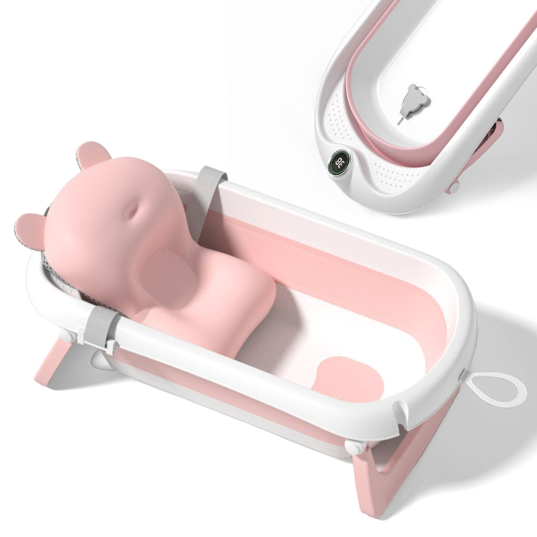 Baignoire bébé pliable - Thermomètre et coussin inclus#couleur_pink