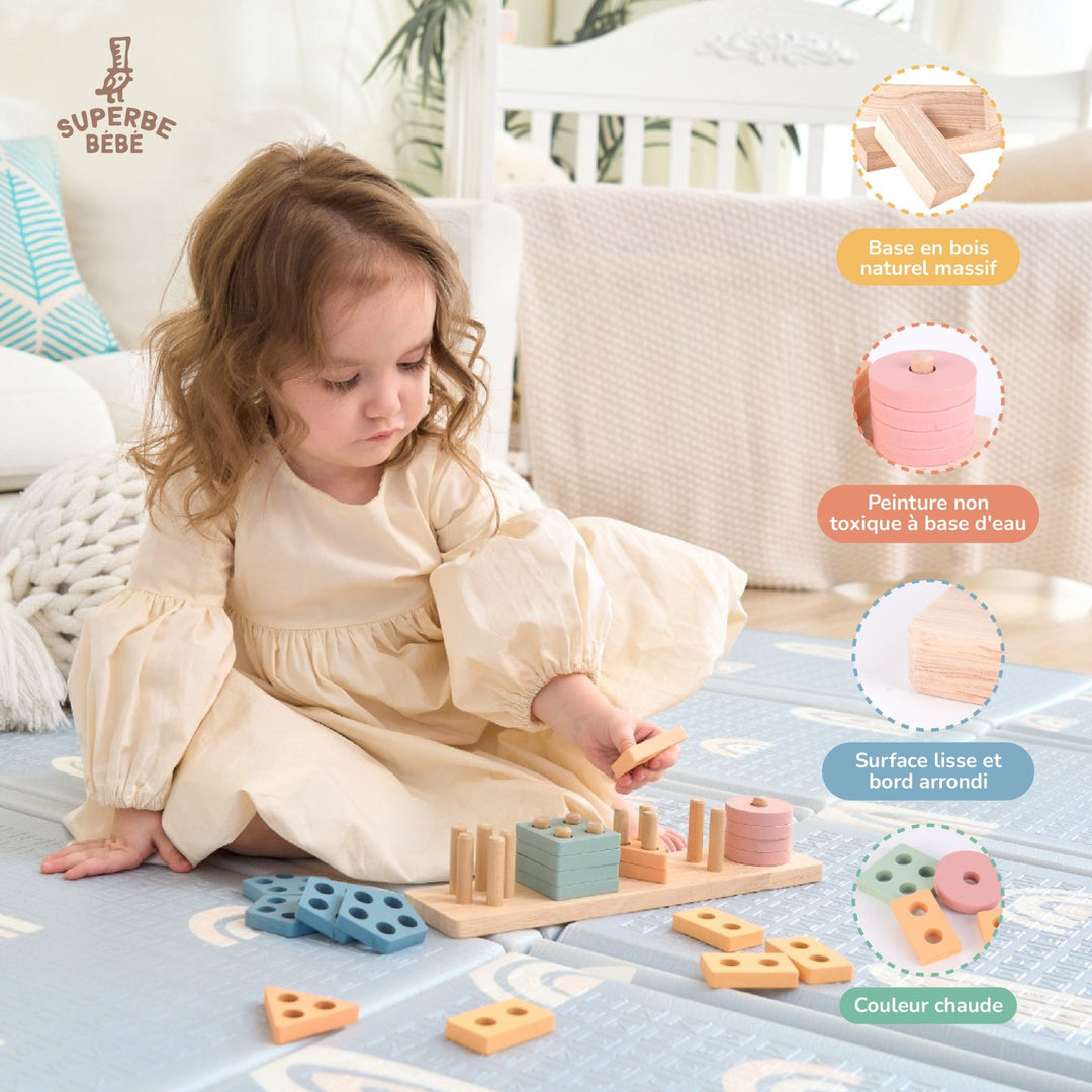 Blocs en bois à empiler - Jeu d'éveil