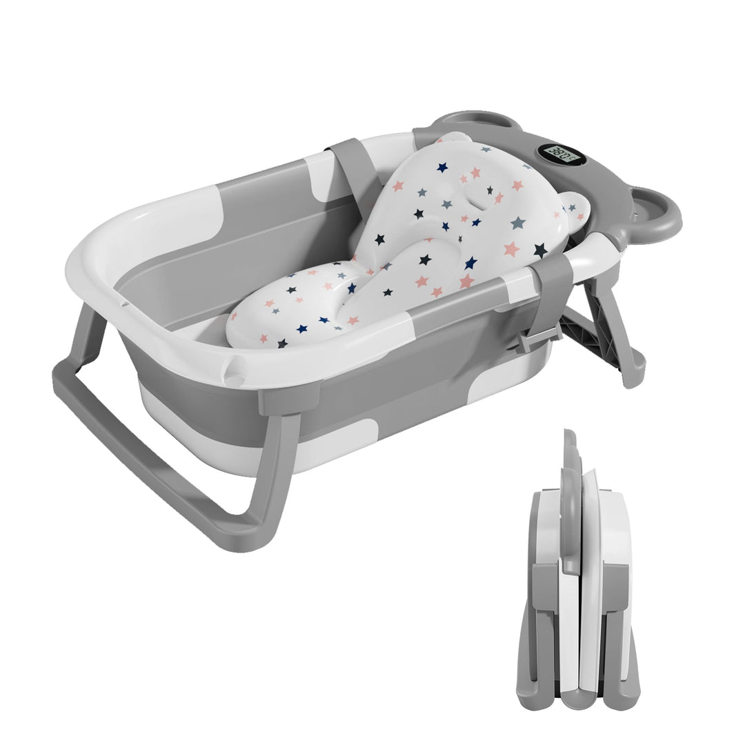 Baignoire bébé pliable - Thermomètre et coussin inclus - BEAR#couleur_grey