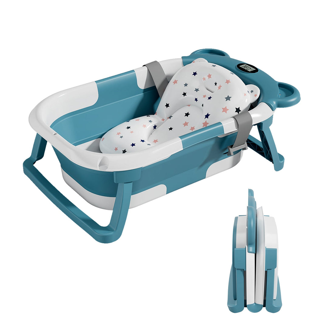 Baignoire bébé pliable - Thermomètre et coussin inclus - BEAR#couleur_green