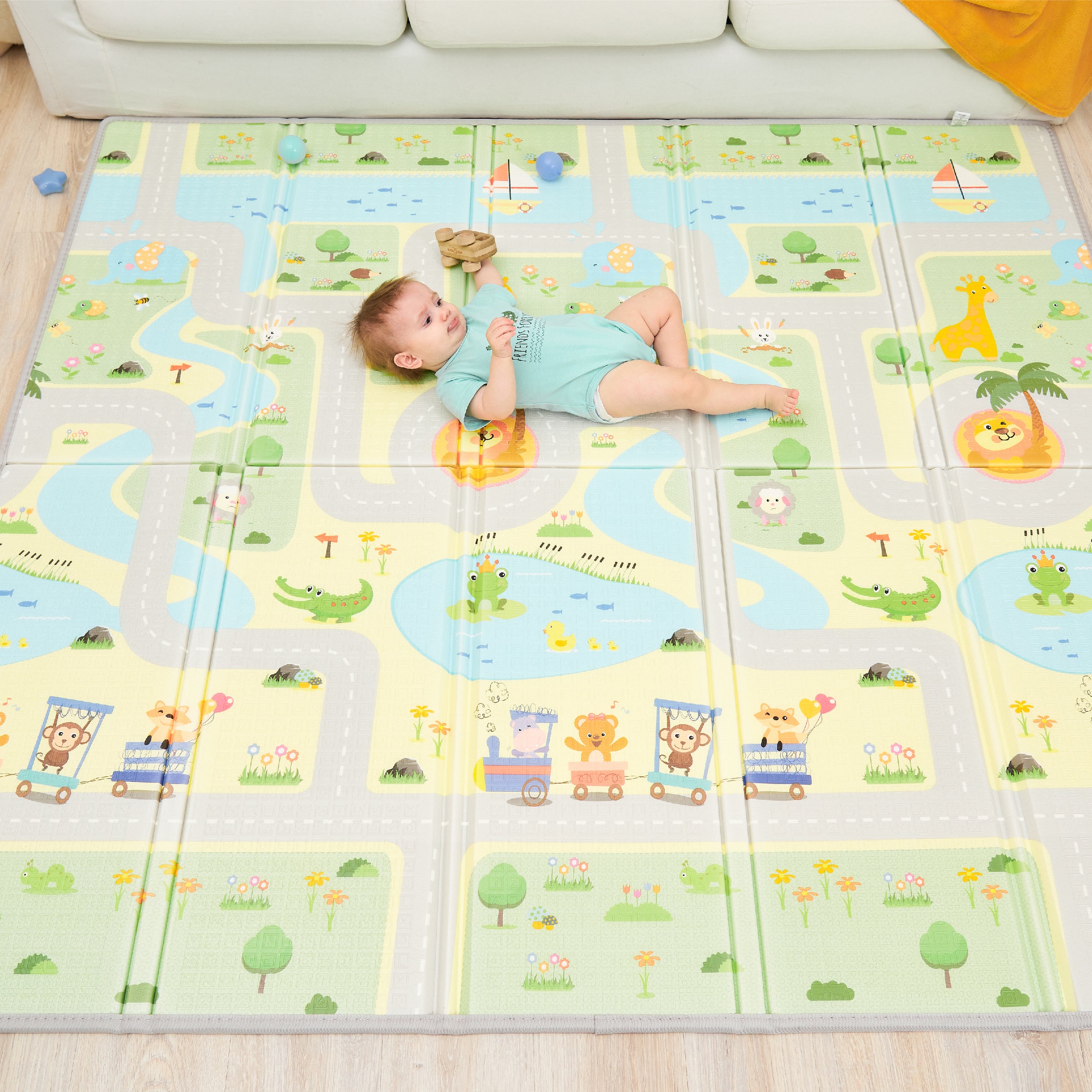 Parc bébé en mousse multicolor avec tapis