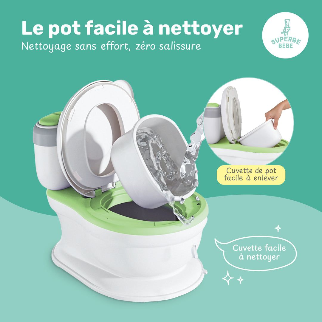 Pot Bébé Apprentissage Propreté Avec Bruit De Chasse D'eau - Réaliste +18 Mois - Siège Confortable, Bac Amovible - Rose
