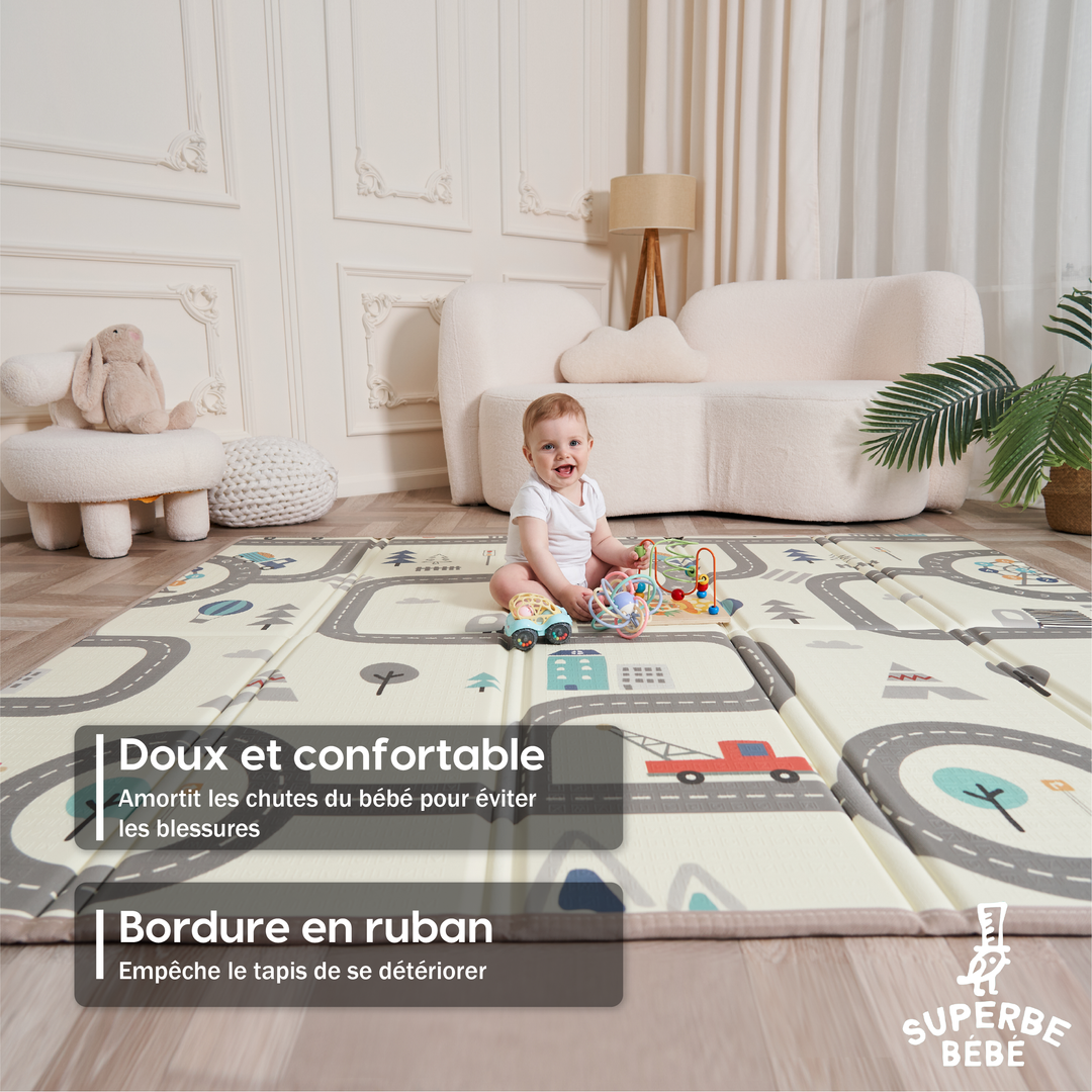 Tapis d'eveil bebe, 180x150x1cmTapis de jeux bebe, XPE Tapis mousse bebe,  Tapis enfant impermeable&blanda, Tapis bebe pliable & epais, Tapis deveil  bébé evolutif xxl, Tapis de motricité bébé