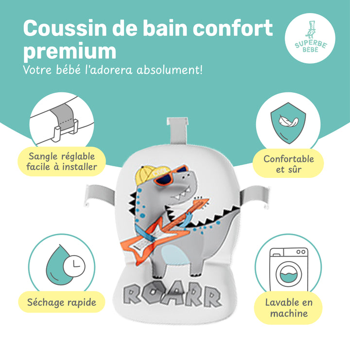 Baignoire bébé pliable - Thermomètre et coussin inclus - DINO#couleur_grey