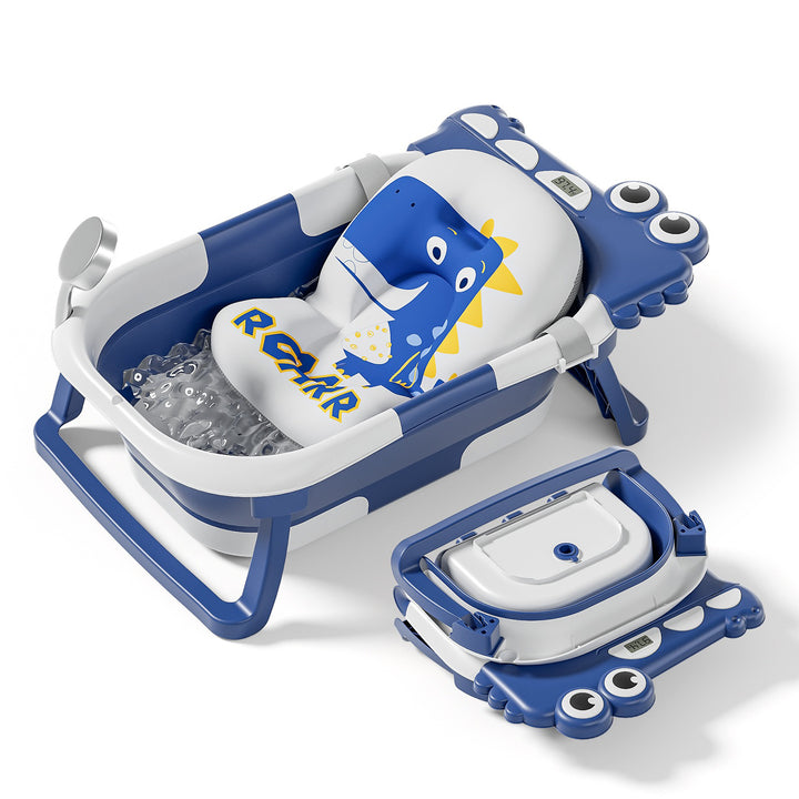 Baignoire bébé pliable - Thermomètre et coussin inclus - DINO#couleur_blue