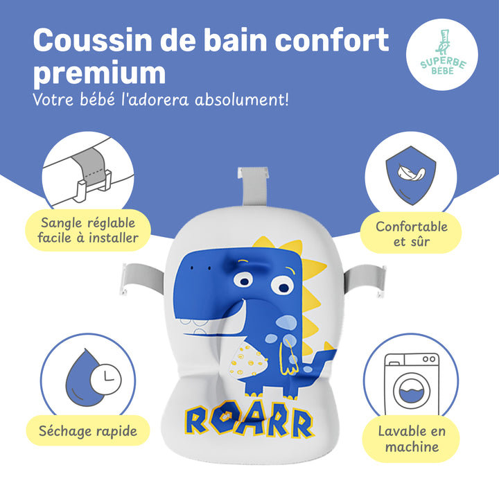Baignoire bébé pliable - Thermomètre et coussin inclus - DINO#couleur_blue