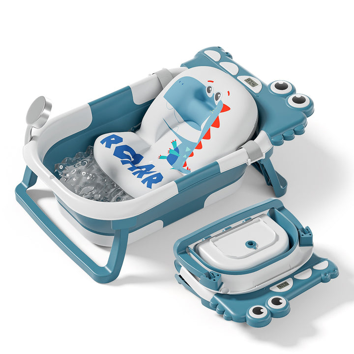 Baignoire bébé pliable - Thermomètre et coussin inclus - DINO#couleur_duck-blue