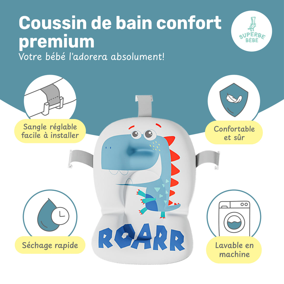Baignoire bébé pliable - Thermomètre et coussin inclus - DINO#couleur_duck-blue