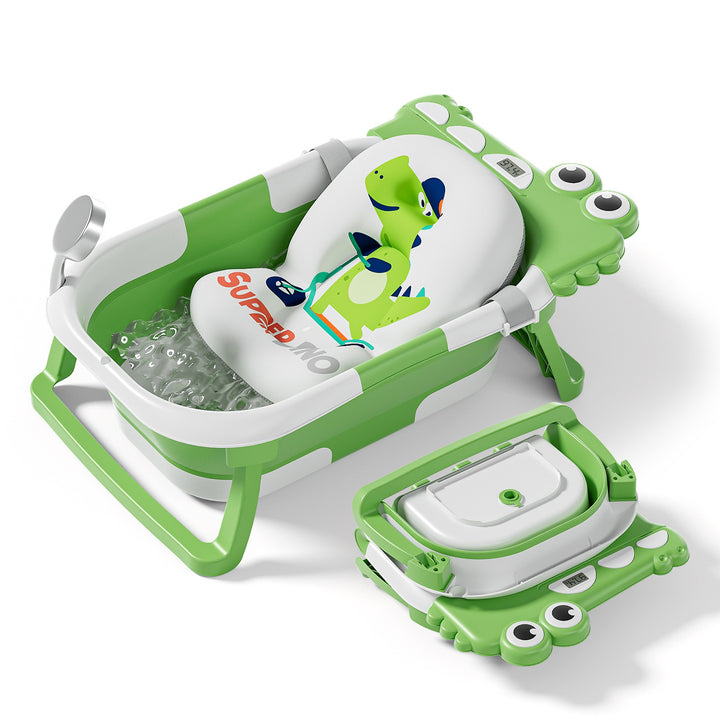 Baignoire bébé pliable - Thermomètre et coussin inclus - DINO#couleur_green