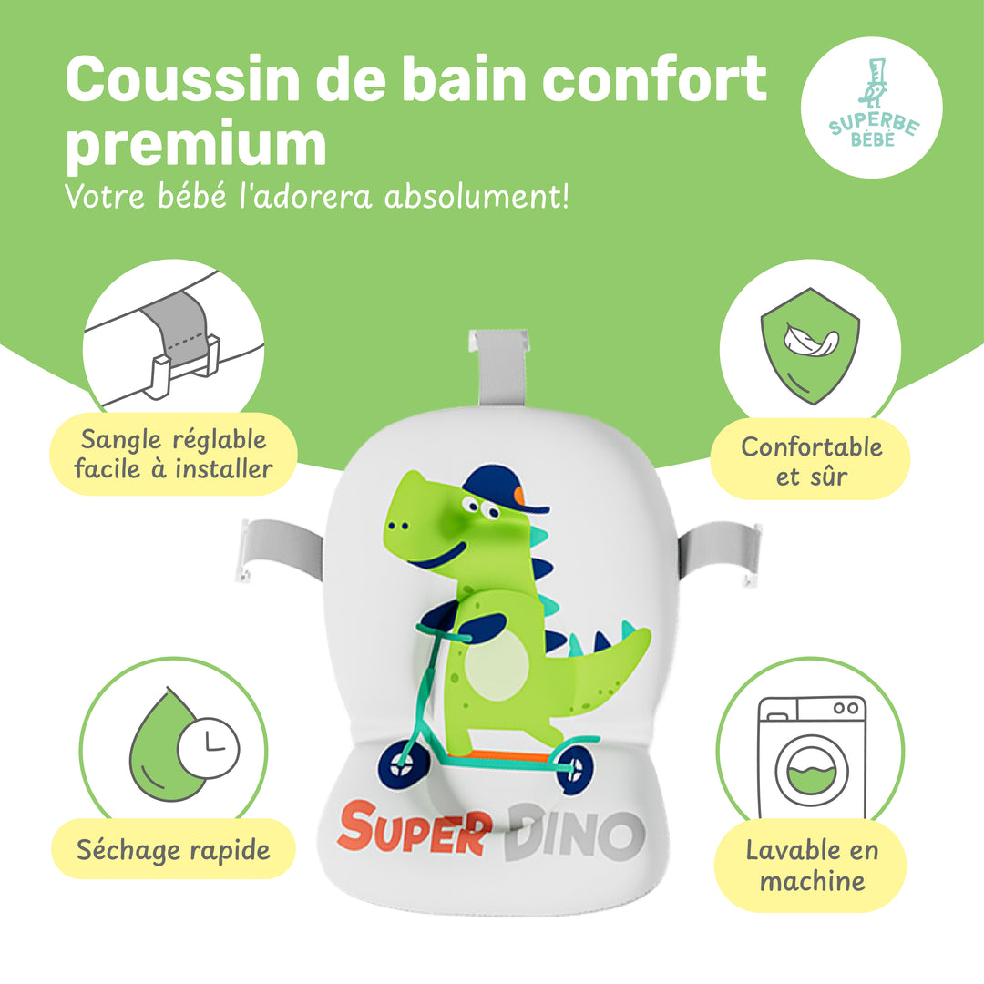 Baignoire bébé pliable - Thermomètre et coussin inclus - DINO#couleur_green