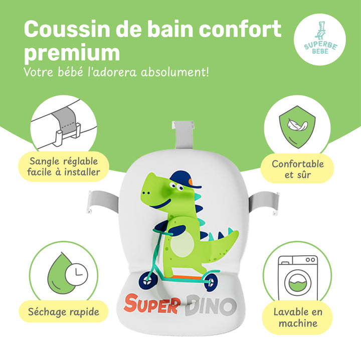 Baignoire bébé pliable - Thermomètre et coussin inclus - DINO#couleur_green