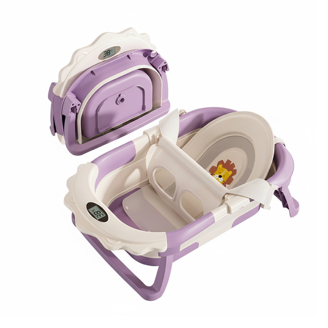 Baignoire bébé pliable compacte LION – Coussin & thermomètre inclus#couleur_violet