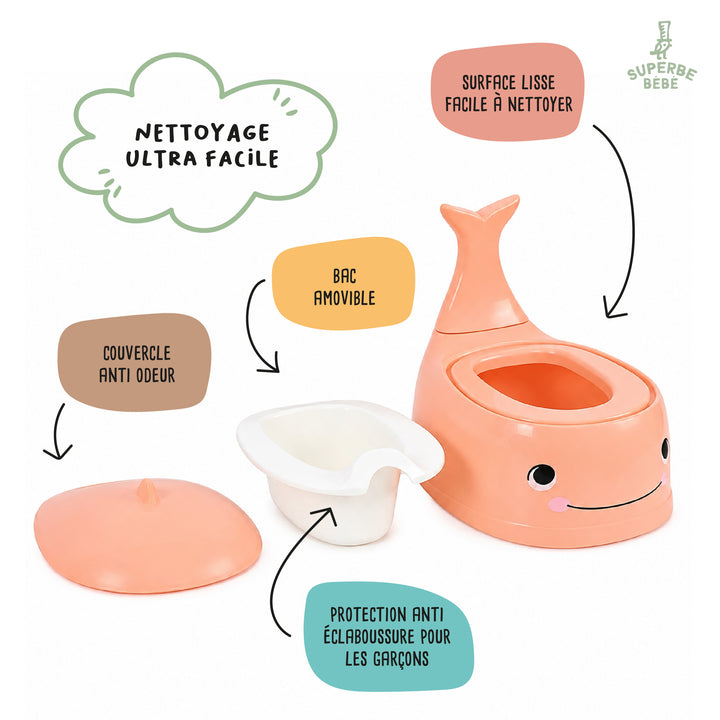 Pot bébé d'apprentissage de la propreté WHALINOU#couleur_salmon