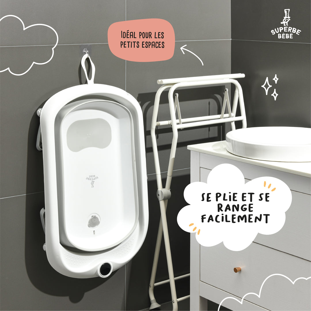 Support de baignoire compatible baignoires Superbe Bébé – Kit de drainage inclus#taille_compatibleleaf&cloud