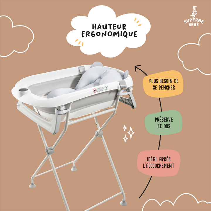 Support de baignoire compatible baignoires Superbe Bébé – Kit de drainage inclus#taille_compatibleleaf&cloud