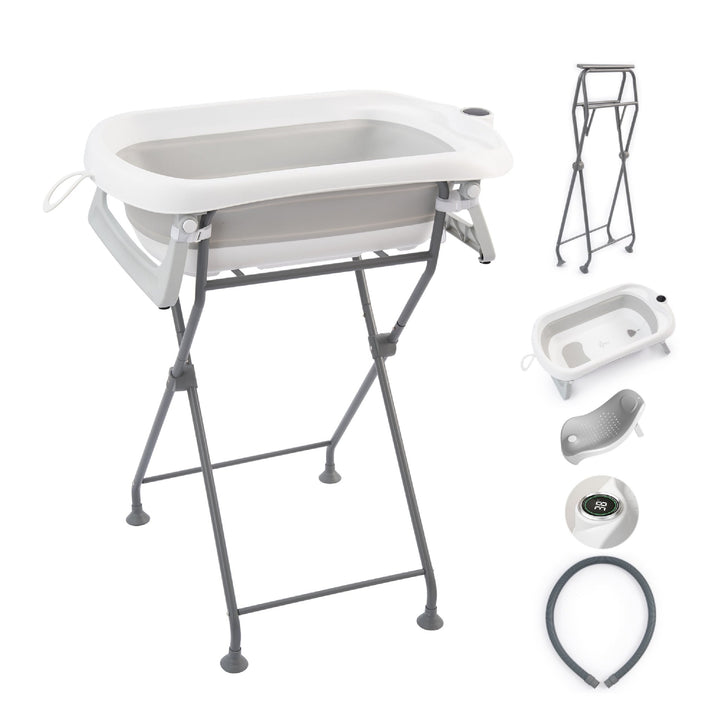 Baignoire bébé pliable avec support et kit de drainage#couleur_grey