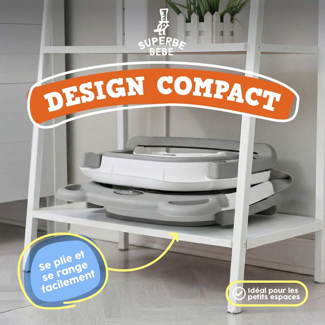 Baignoire bébé pliable - Thermomètre et coussin inclus - BEAR#couleur_grey