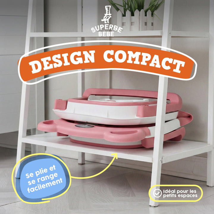 Baignoire bébé pliable - Thermomètre et coussin inclus - BEAR#couleur_pink