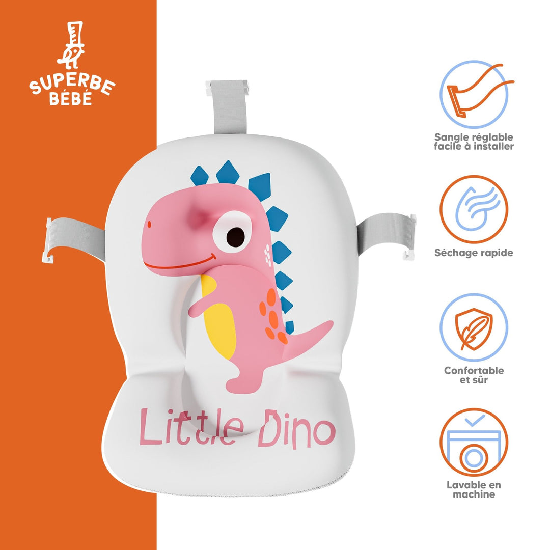 Baignoire bébé pliable - Thermomètre et coussin inclus - DINO#couleur_pink
