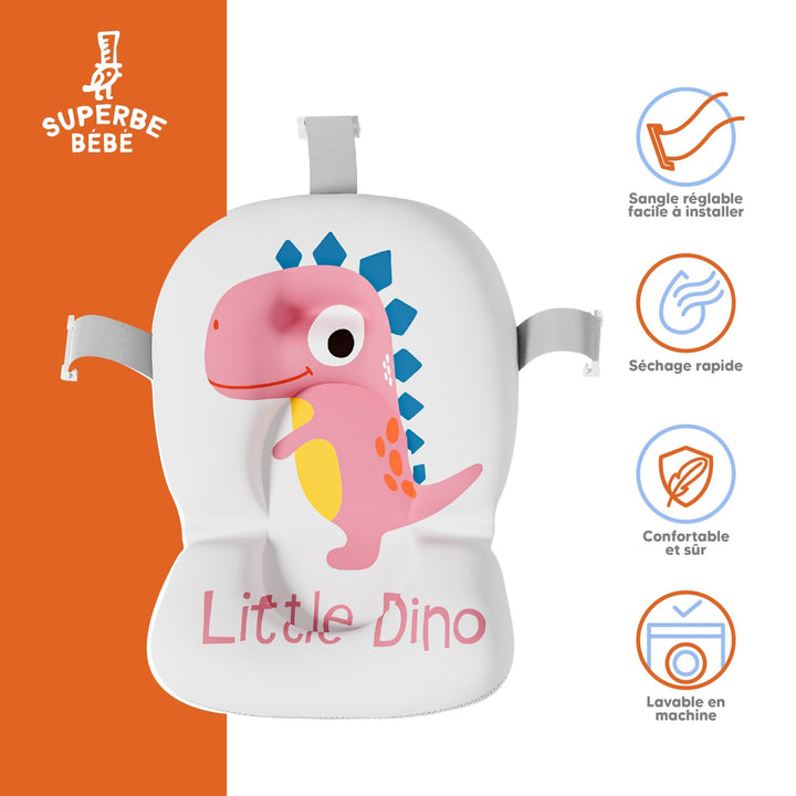 Baignoire bébé pliable - Thermomètre et coussin inclus - DINO#couleur_pink