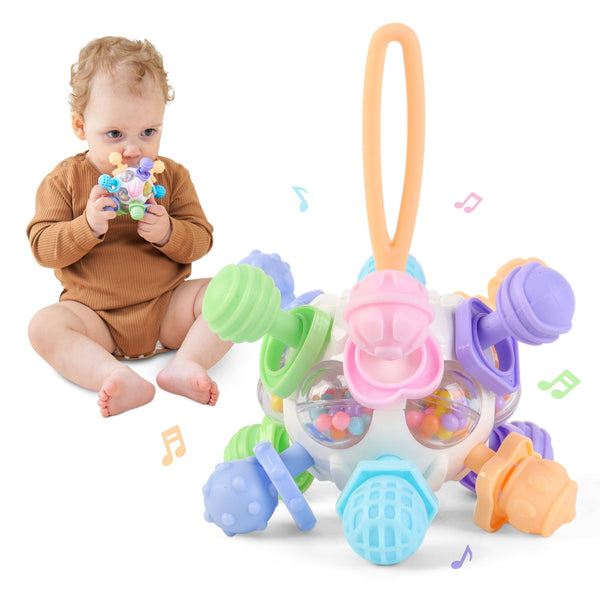 Hochets de boule de préhension doux pour bébé, avec cloche, jouet