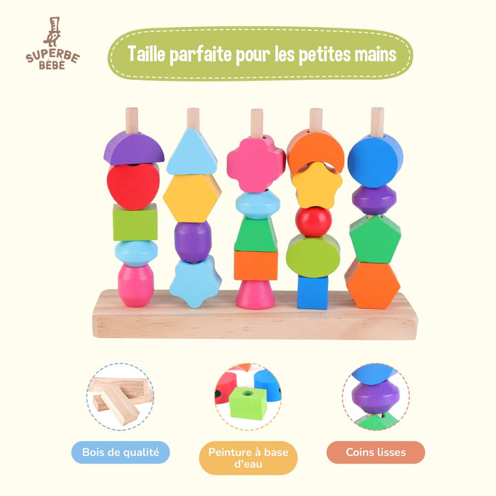 Formes en bois à empiler et trier - Jeu d'éveil