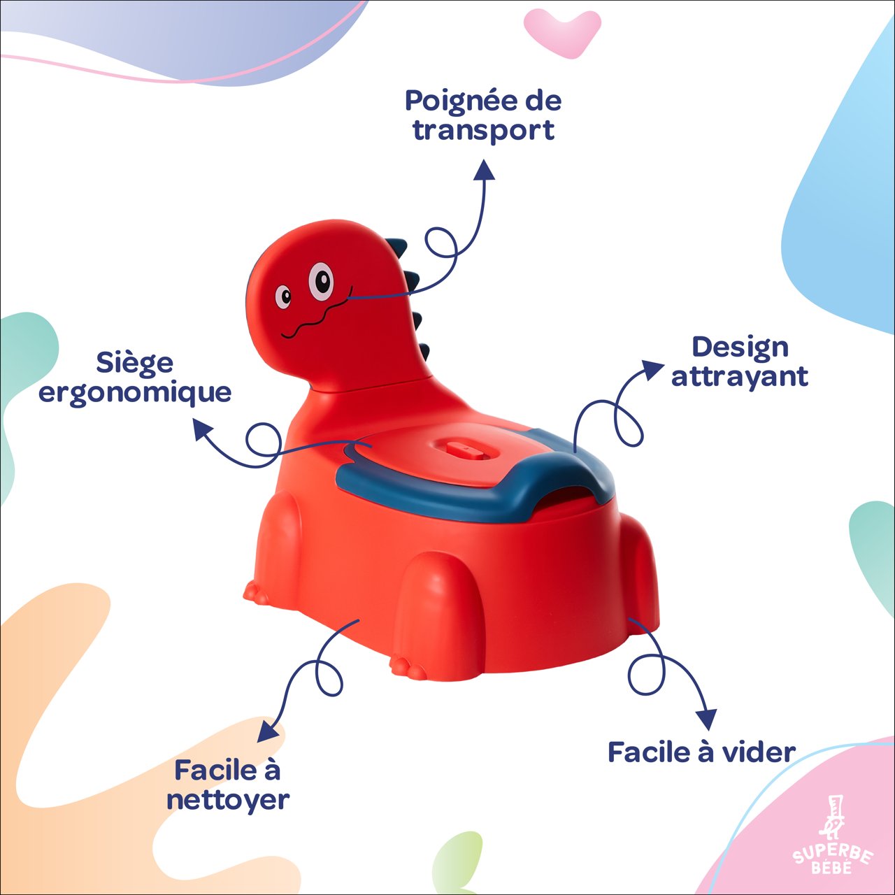 Pot Pour Enfants En Forme De Dinosaure - Chaise D'Apprentissage De La Propreté Avec Dossier Antidérapant - 3