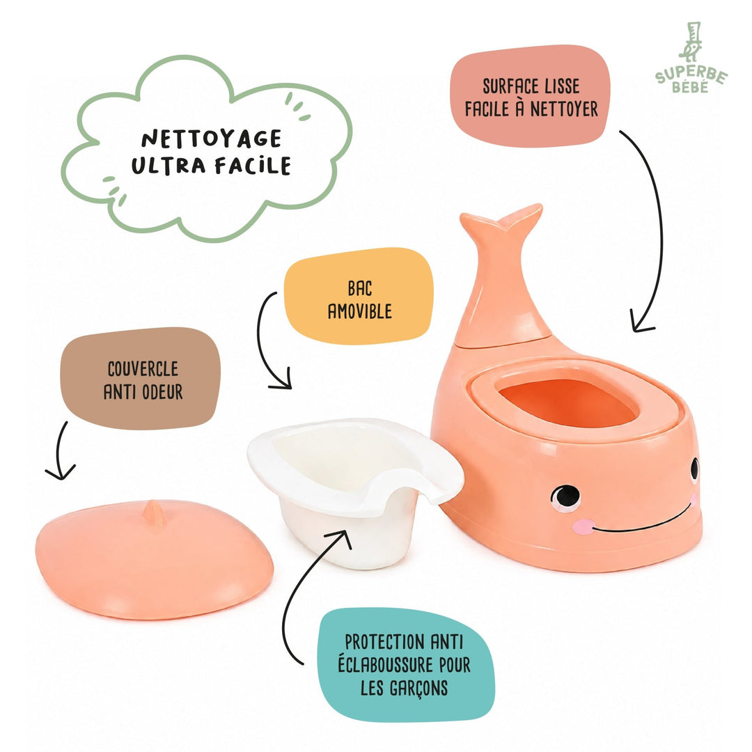 Pot bébé d'apprentissage de la propreté WHALINOU#couleur_salmon
