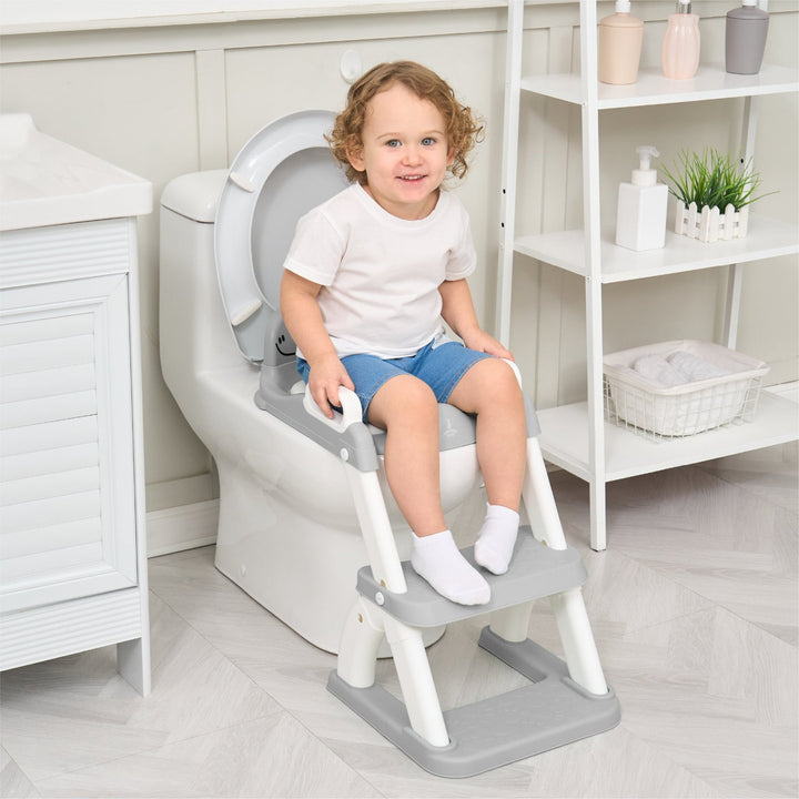 Réducteur de toilette DINO avec marche pliable#couleur_grey