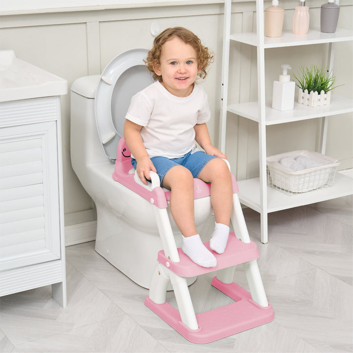 Réducteur de toilette DINO avec marche pliable#couleur_pink