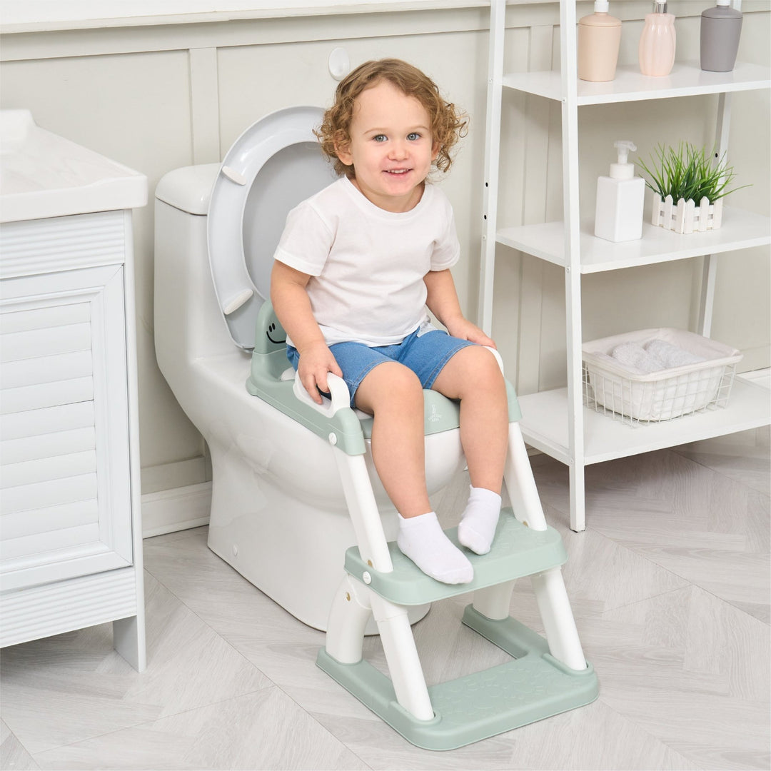 Réducteur de toilette DINO avec marche pliable#couleur_green