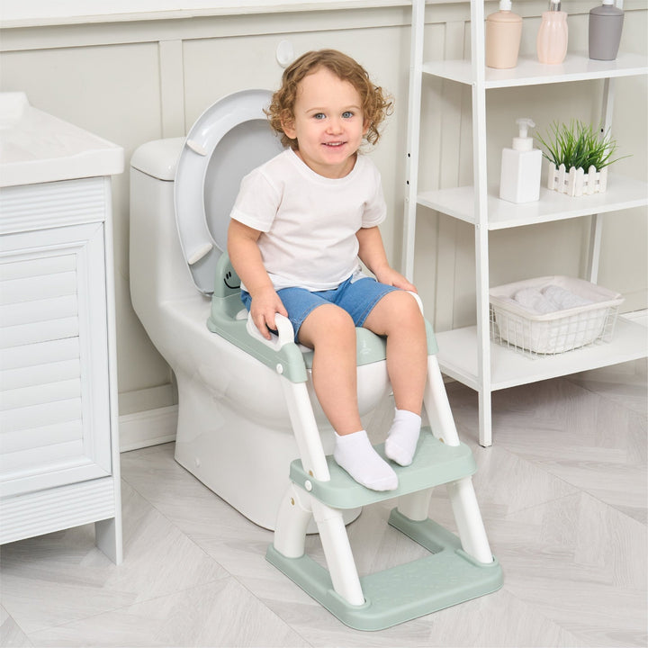 Réducteur de toilette DINO avec marche pliable#couleur_green