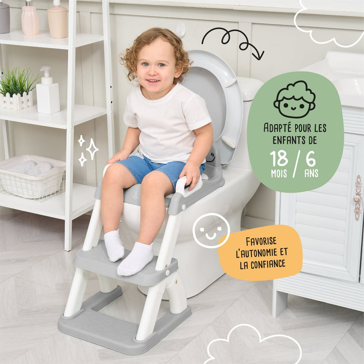 Réducteur de toilette DINO avec marche pliable#couleur_grey