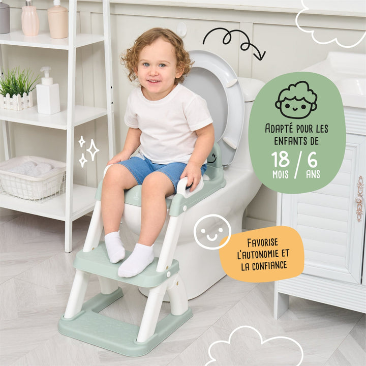 Réducteur de toilette DINO avec marche pliable#couleur_green