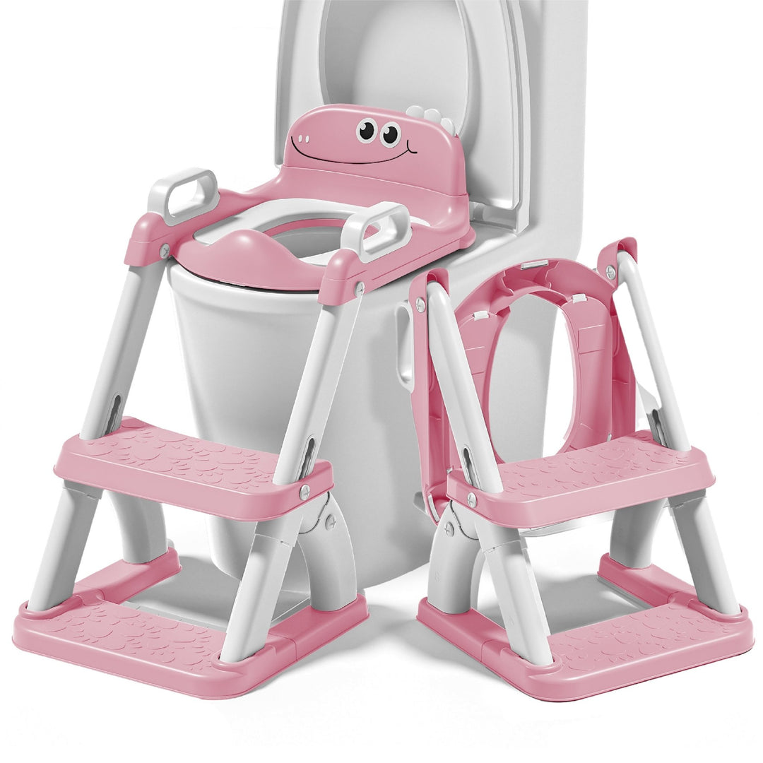 Réducteur de toilette DINO avec marche pliable#couleur_pink