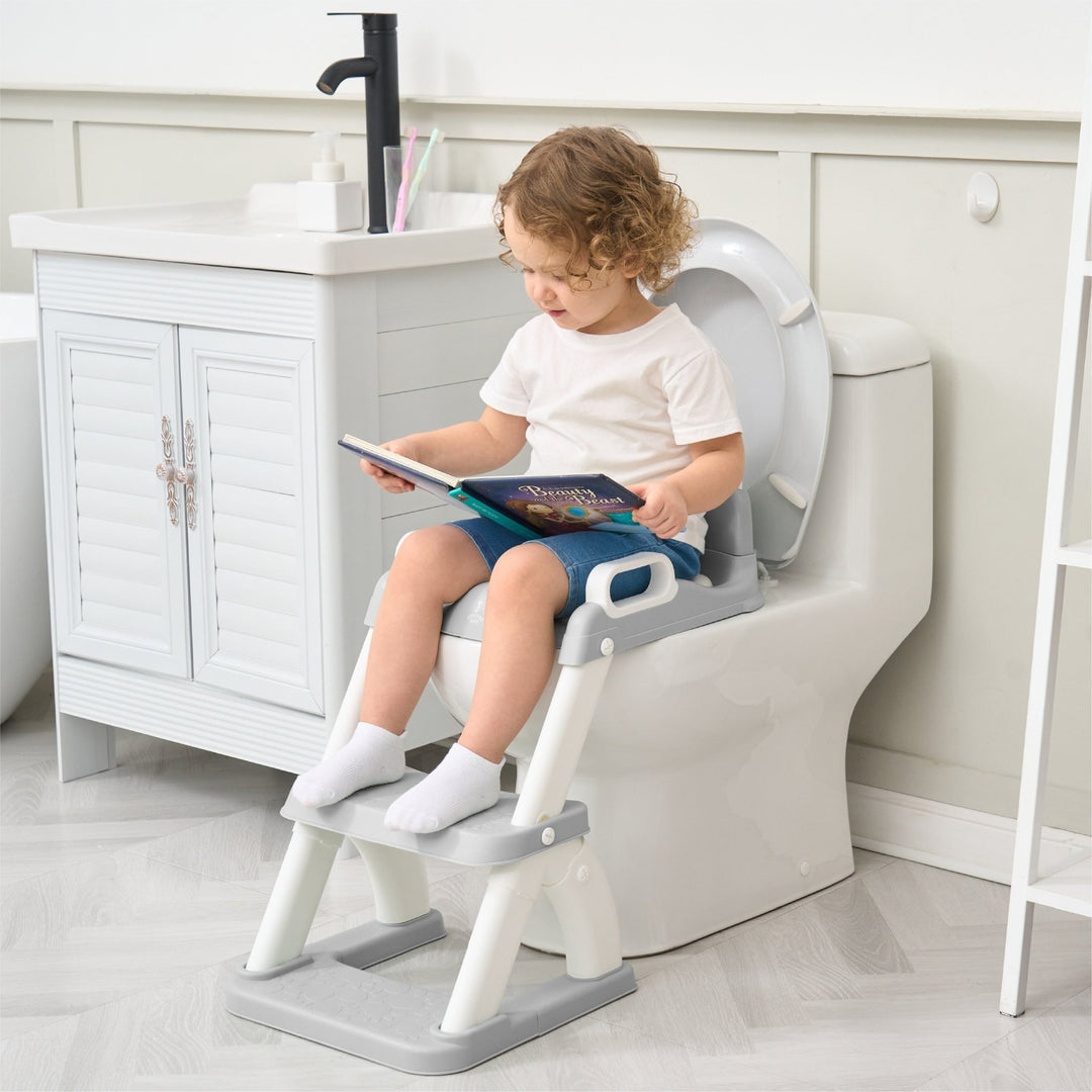 Réducteur de toilette DINO avec marche pliable#couleur_grey