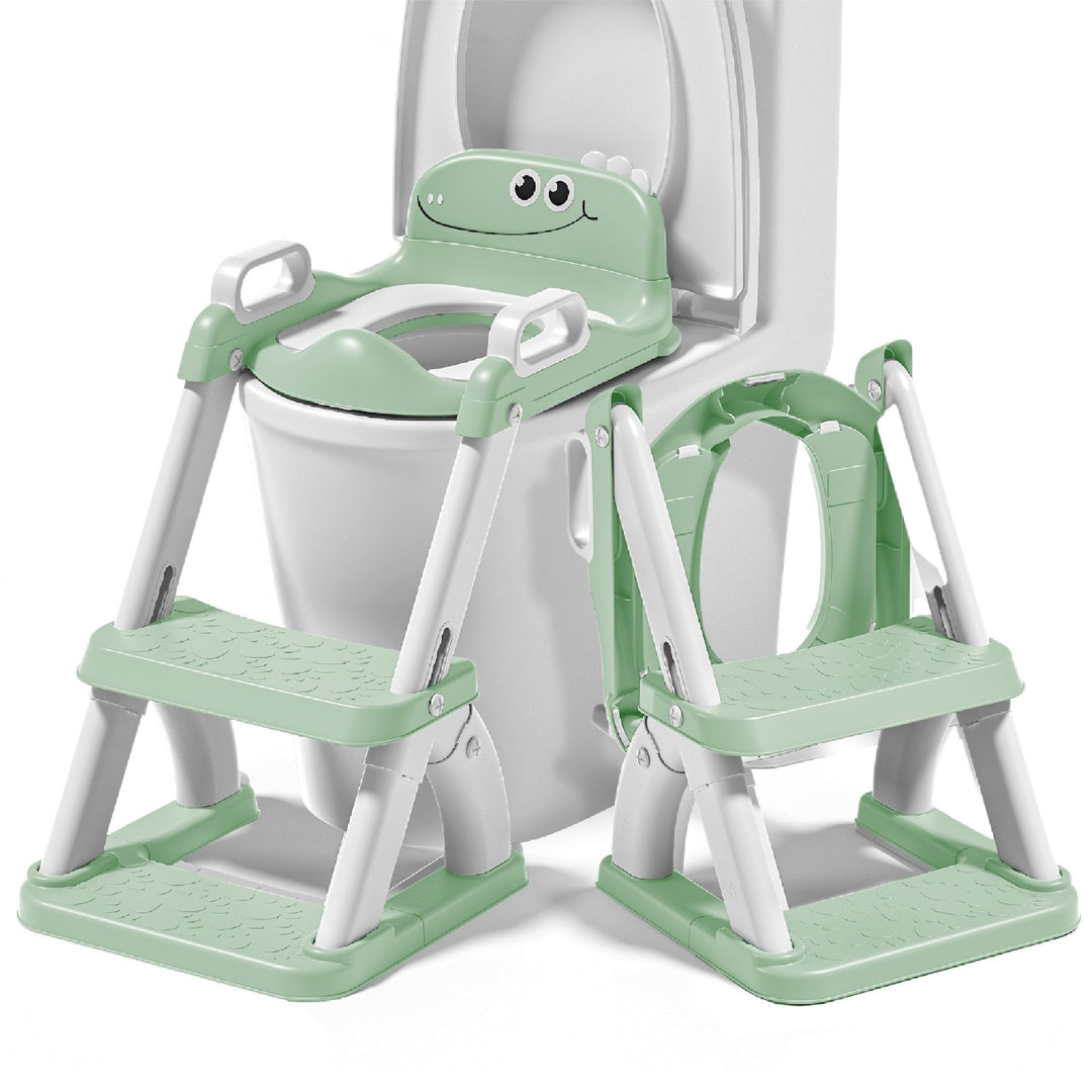 Réducteur de toilette DINO avec marche pliable#couleur_green