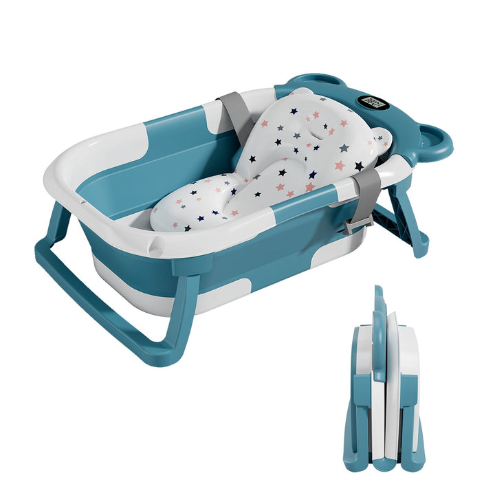 Baignoire bébé pliable - Thermomètre et coussin inclus - BEAR#couleur_vert