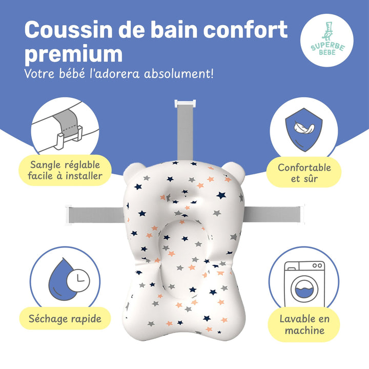 Baignoire bébé pliable - Thermomètre et coussin inclus - BEAR#couleur_bleu