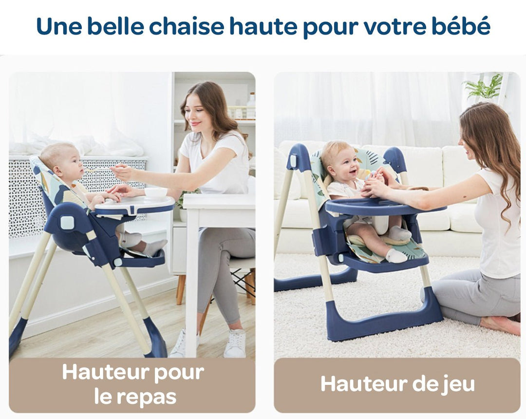 Chaise haute bébé - Bavoir en silicone offert - Superbe Bébé