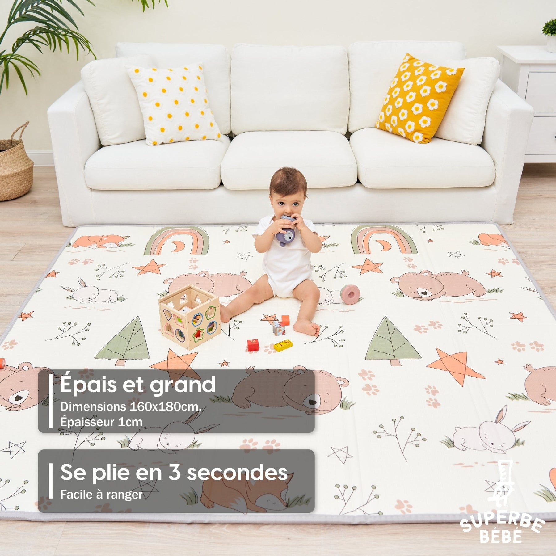 Tapis De Jeu Bébé En Mousse EVA 72 Pièces - Thème Animaux, Imperméable, Facile à Nettoyer - Puzzle éducatif Lettres Et Chiffres